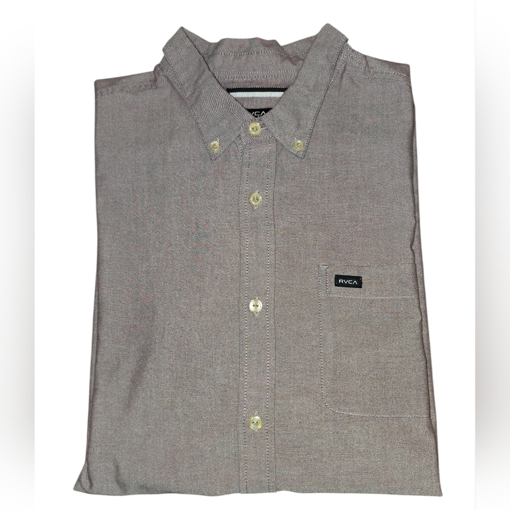 RVCA Men's Casual Button Down in Light Rust